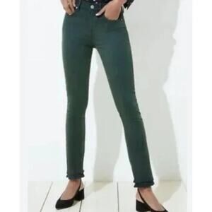 made and loved LOFT Green Mid Rise Double Frayed Hem Skinny Ankle Jeans Size 25